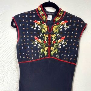 Silk dress with embroidery detail